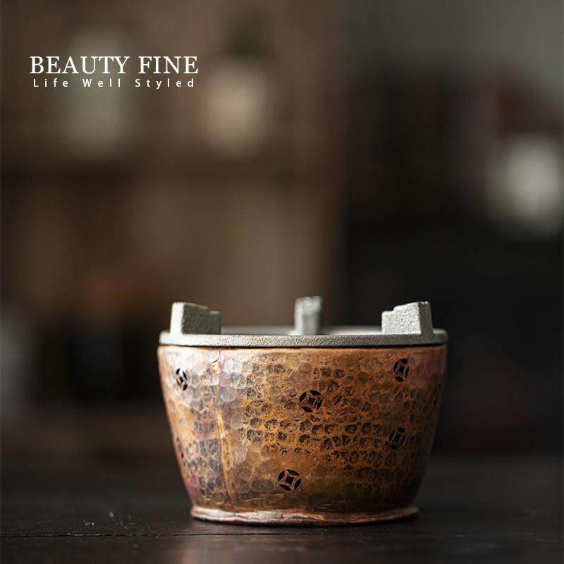 柏斐家饰 紫铜锤纹酒精炉 围炉煮茶家用碳烤炉茶室茶道煮茶器温泡,餐饮具,煮茶炉,淘宝优惠券,粉丝福利购,淘宝优惠卷