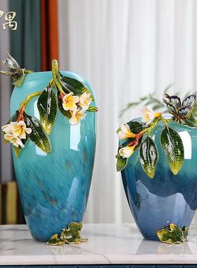 现代琉璃珐琅彩花瓶摆件客厅玄关酒柜电视柜装饰高档大气乔迁礼品