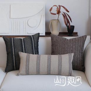 靠垫长方形腰枕 抱枕中古风自然风亚麻靠包侘寂风棉麻靠枕民宿软装