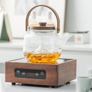 玻璃茶壶 胡桃木电陶炉围炉煮茶器具家用室内全套烤火炉煮茶具套装