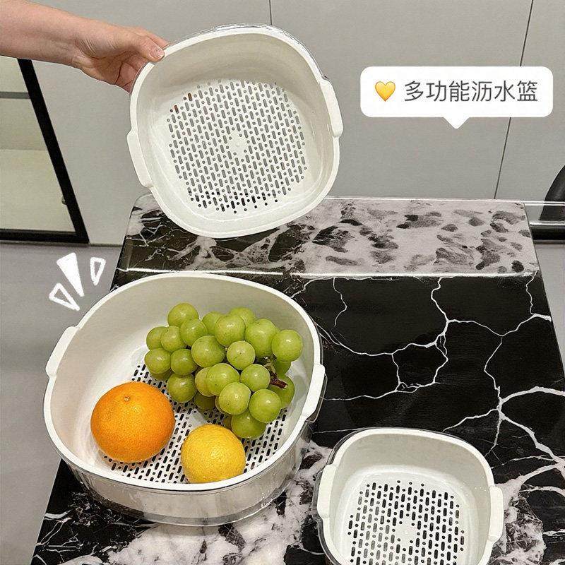 双层沥水篮三个塑料厨房洗菜篮洗水果蔬菜篮筐多用淘菜盆沥水盆,餐饮具,洗菜盆/沥水篮/漏水筛,淘宝优惠券,粉丝福利购,淘宝优惠卷