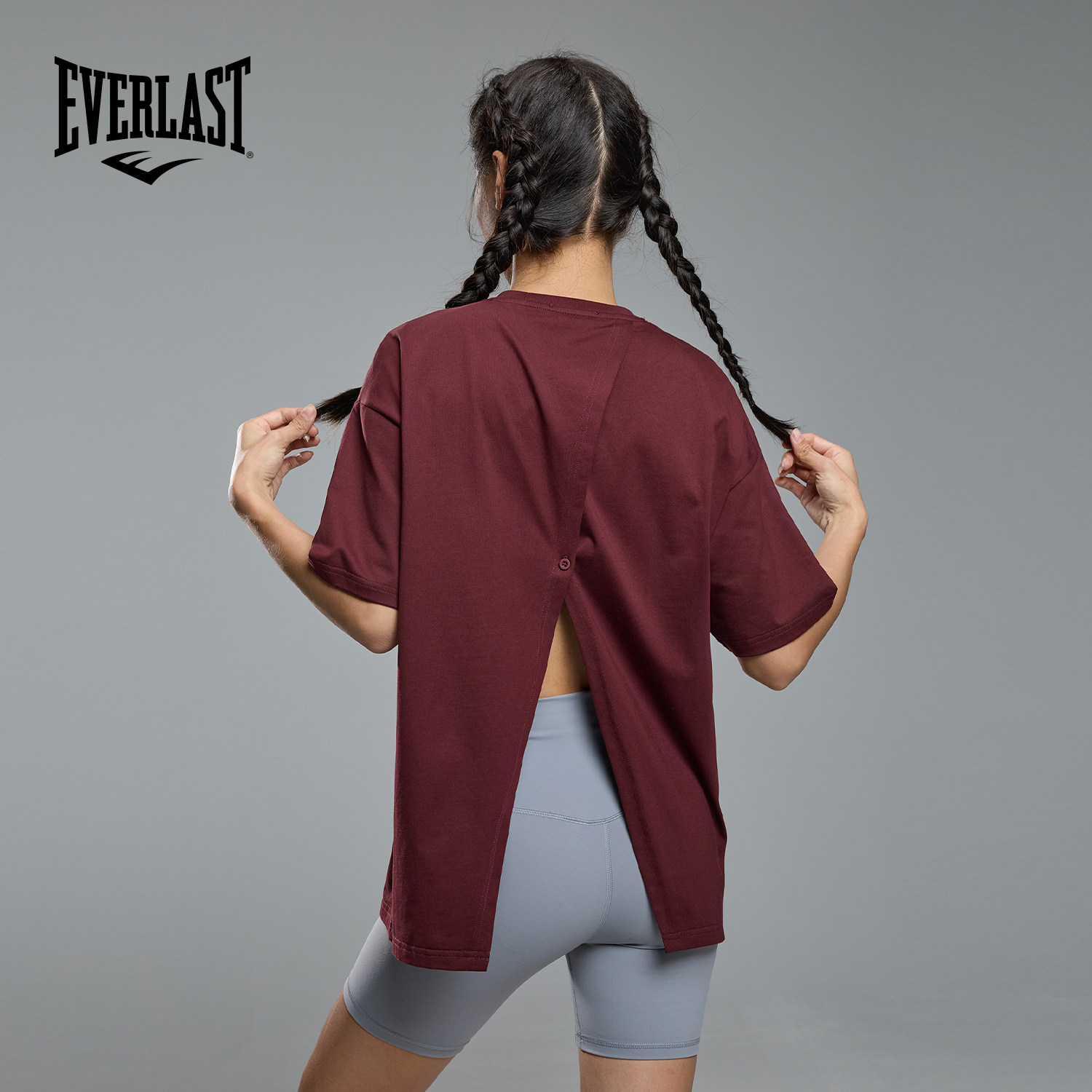 美国EVERLAST拳击训练宽松上衣女健身瑜伽罩衫本命年运动短袖t恤