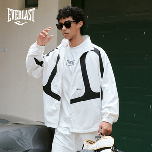 美国EVERLAST拳击复古美式 休闲高街运动夹克男女黑白撞色拼接外套