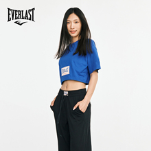 美国EVERLAST拳击女款运动T恤 短款露脐纯棉显瘦健身瑜伽短袖上衣