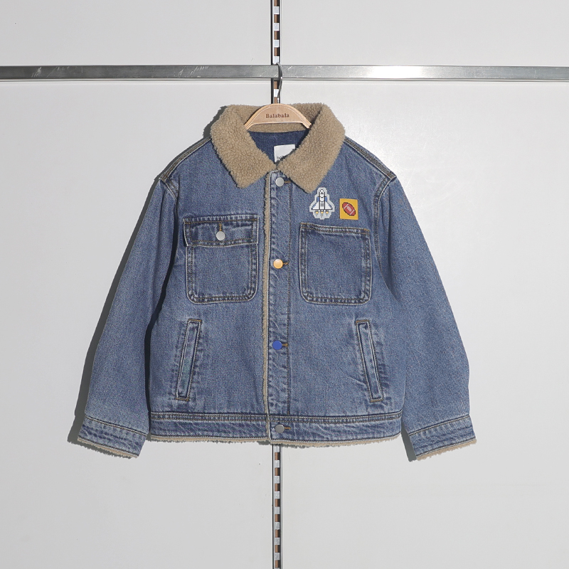 巴拉巴拉2025冬装新款男中幼童牛仔棉服棉衣202425106102