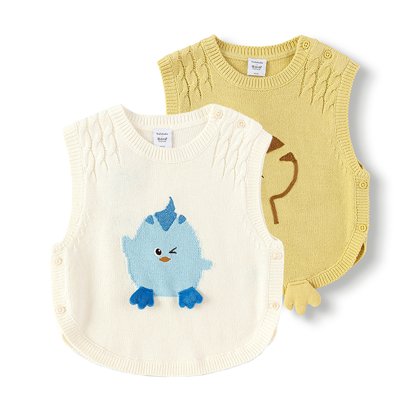 巴拉巴拉男幼童百搭马甲秋季卡通萌鸡小队IP毛织背心201325122101