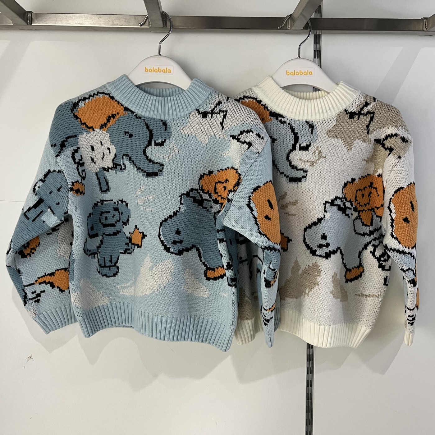 巴拉巴拉男童圆领卡通加内衬厚针织衫毛衣2025冬新款201425103102