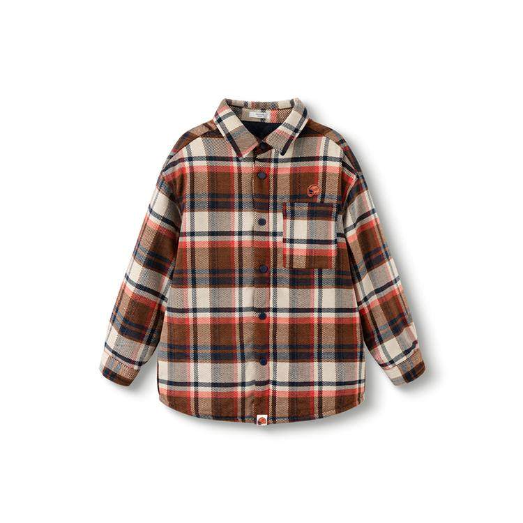 巴拉巴拉男童棉服2024新款冬装大中童梭织格子棉服202424106107