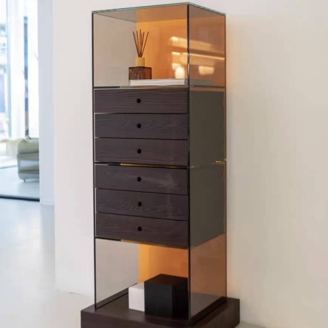 GLAS MIGISA意式极简玻璃透明展示首饰柜现代简约客厅储物柜定制,住宅家具,单个书柜,淘宝优惠券,粉丝福利购,淘宝优惠卷