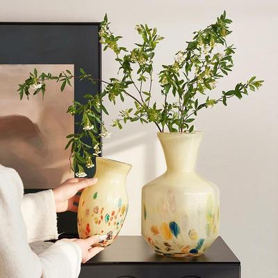 花瓶摆件客厅插花轻奢高级感玻璃复古中古无为时间馆琉璃法式摆件
