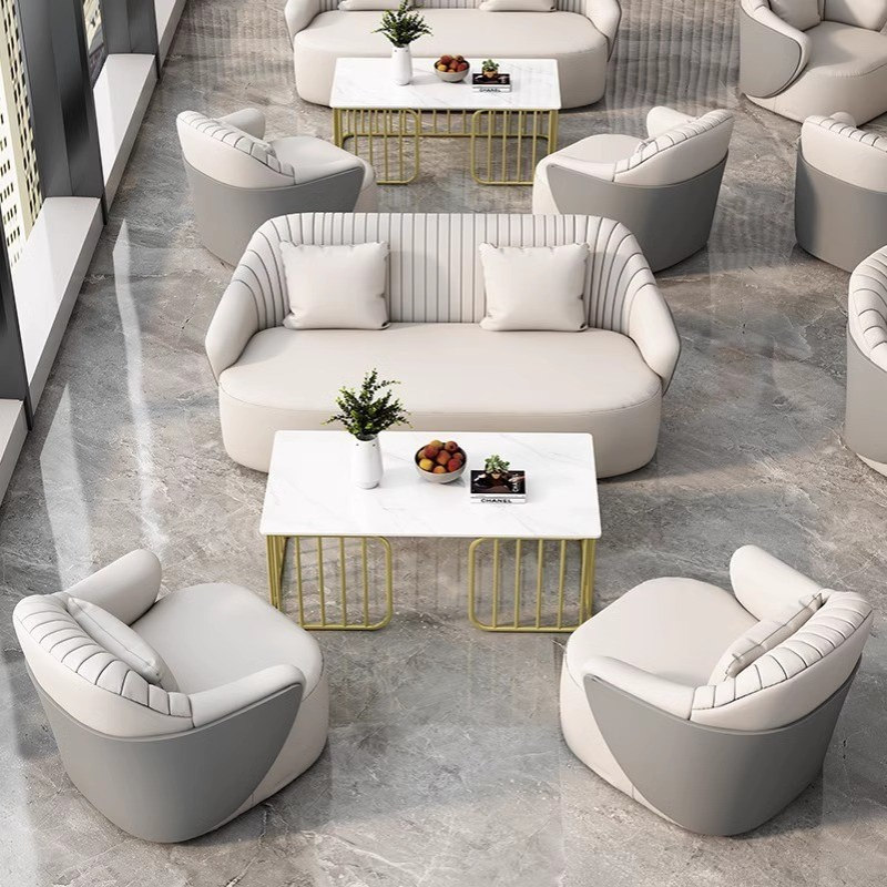 绝意|酒店商用会客皮沙发设计师款创意卡座商务会客洽谈桌椅组合