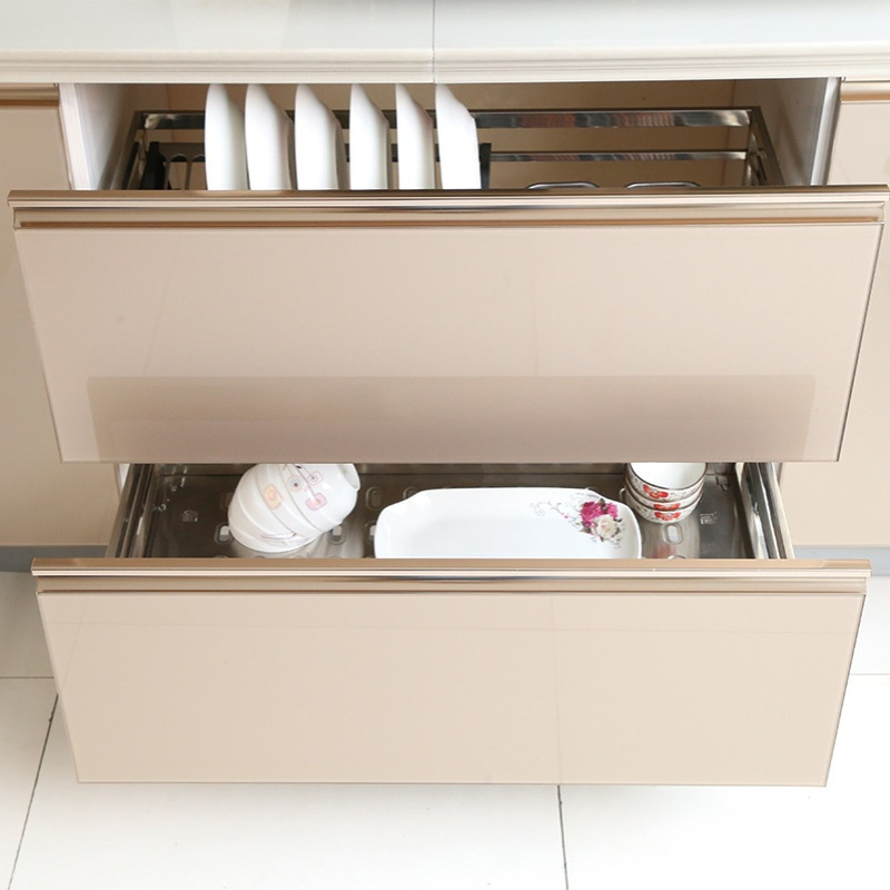 方管不锈钢拉篮 厨房橱柜碗篮 双层阻尼轨道抽屉碗碟拉篮厂家供应