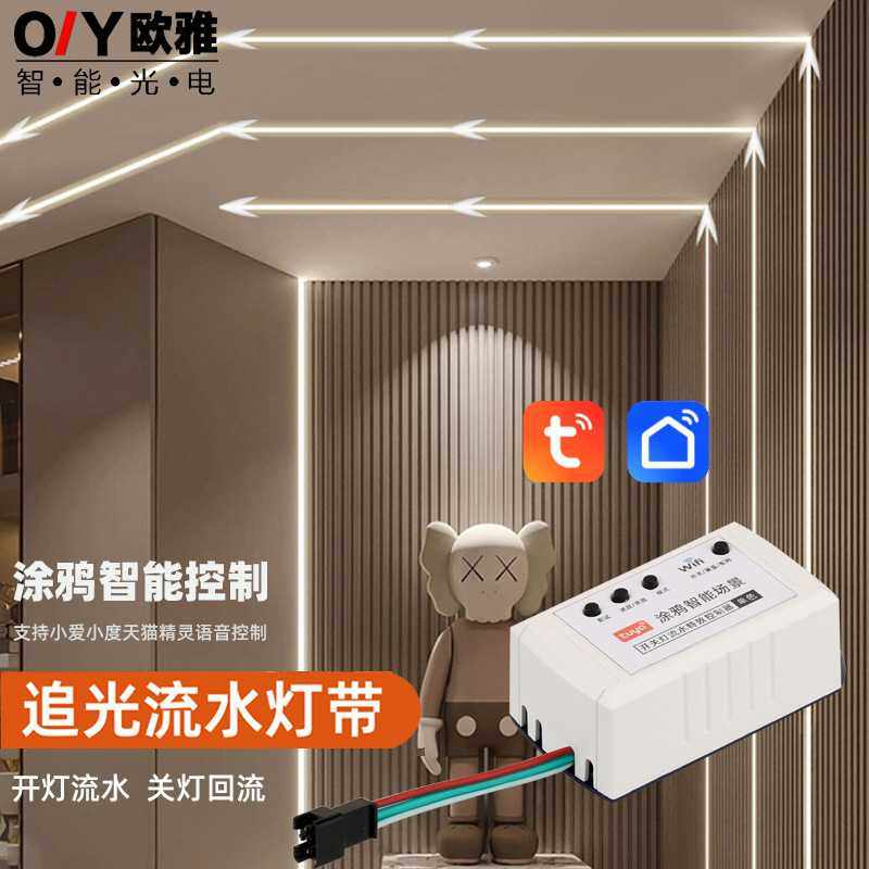 涂鸦24V单色追光流水灯带控制器智能语音家用自粘流星雨LED线条灯,电子/电工,感应开关,淘宝优惠券,粉丝福利购,淘宝优惠卷