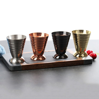 75ml不锈钢魔法量杯 调酒杯盎司杯 分段式内外刻度量酒器酒吧器具