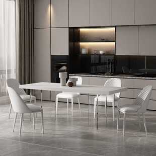 德利丰下挂岩板餐桌简约岛台家用长方形纯白亚克力透明桌极简悬浮