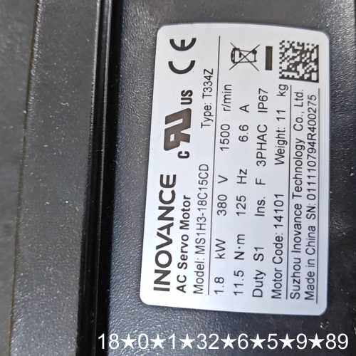 Inovance AC伺服电机，型号MS1H3-18C15C