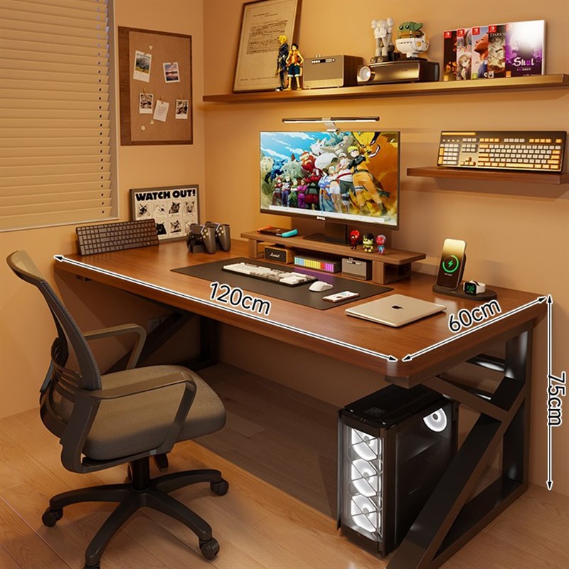 电脑桌实木台式办公桌简易书桌学生家用卧室电竞桌机械臂工作台桌