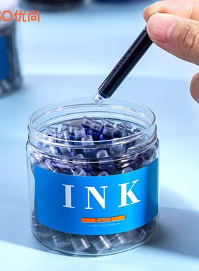 OASO优尚钢笔墨囊可替换便携一次性墨胆毕加索钢笔通用非碳素墨水蓝色黑色蓝黑色补充液小口径2.6mm/3.4mm