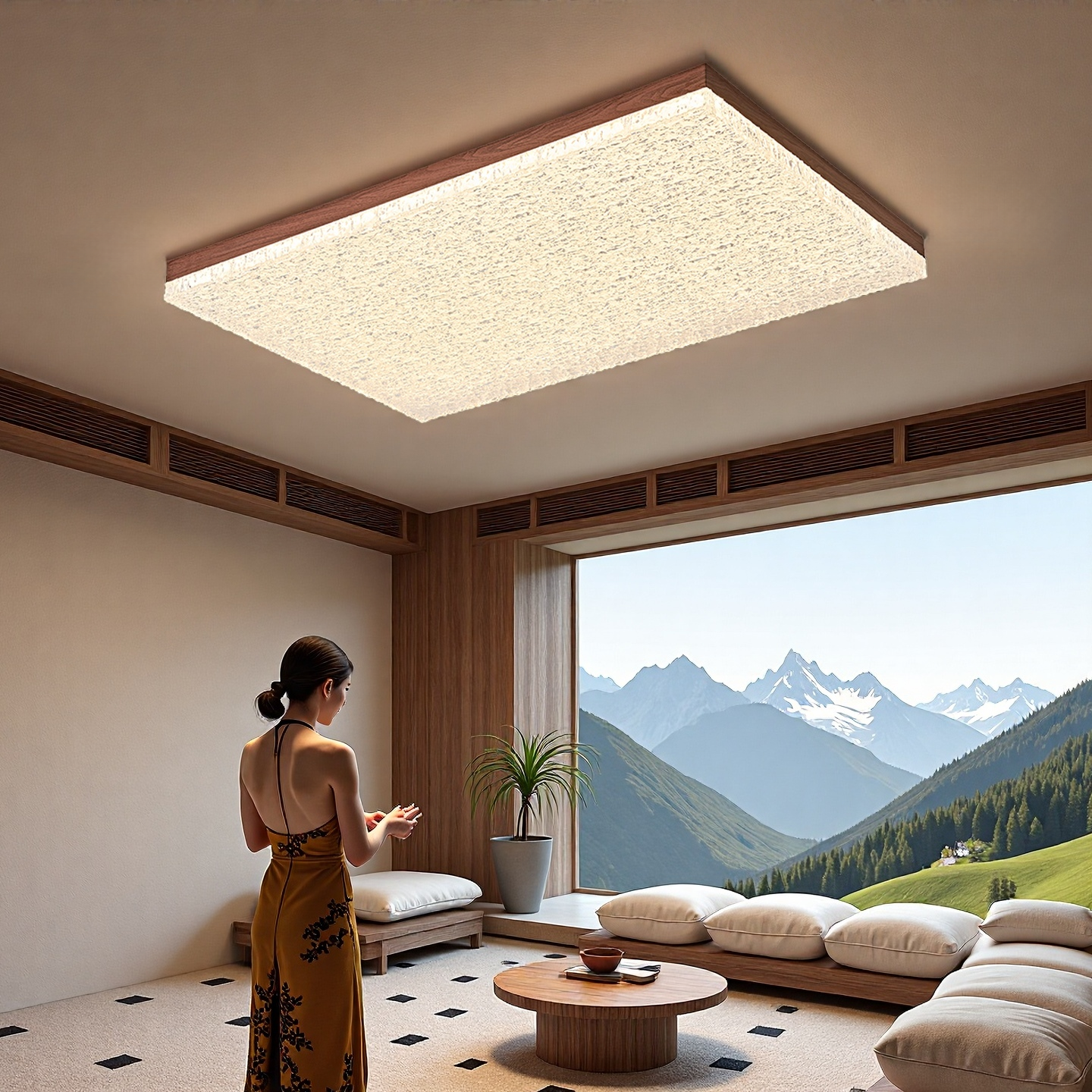 中古客厅吸顶灯2025年新款客厅主灯新中式胡桃木色大厅主灯吸顶灯,家装灯饰光源,客厅吸顶灯,淘宝优惠券,粉丝福利购,淘宝优惠卷