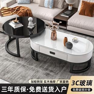 香港包郵 北欧茶几电视柜组合客厅家用小户型简约现代椭圆形茶