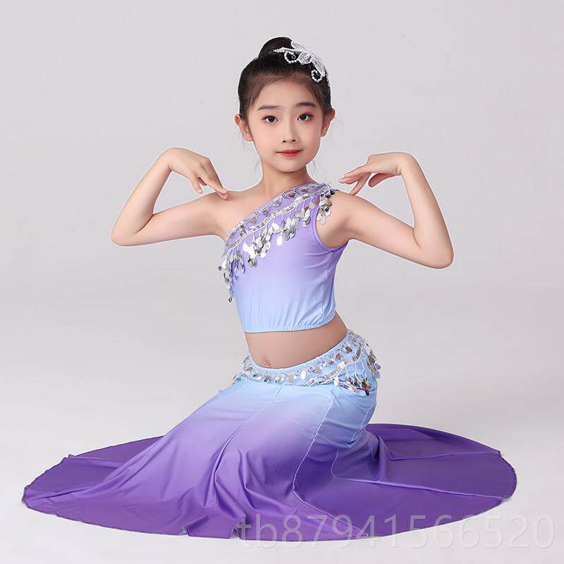 正品新傣族女习性试成人与儿童艺术测梯度包臀鱼尾半长练民族舞蹈