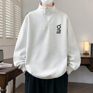 2026春秋新款半拉链高领卫衣男款青少年初中高中学生酷帅立领上衣