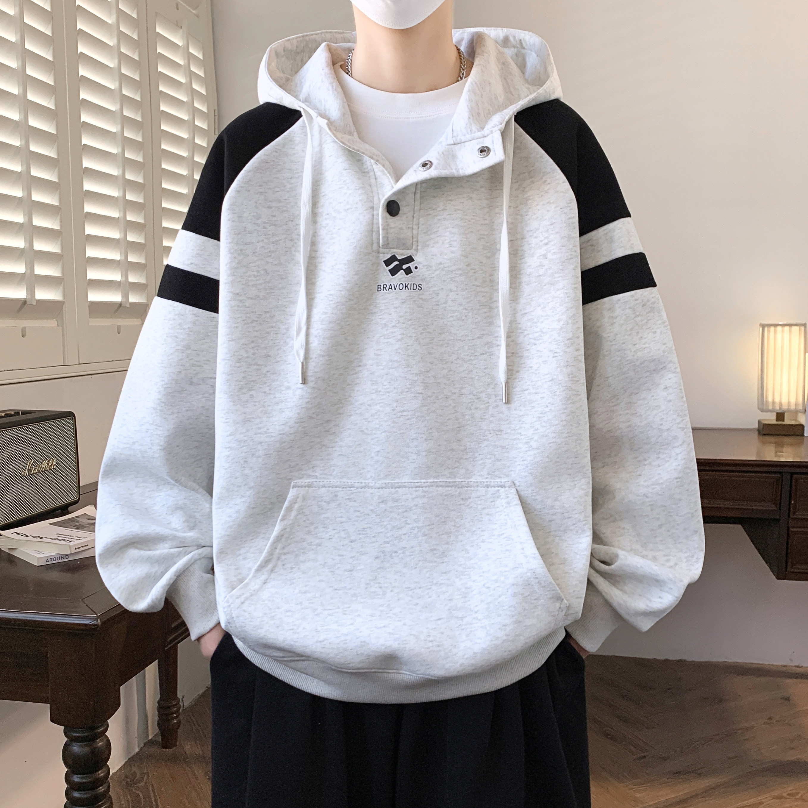 青少年男生酷帅卫衣男款初高中学生连帽上衣春秋痞帅风外套运动风