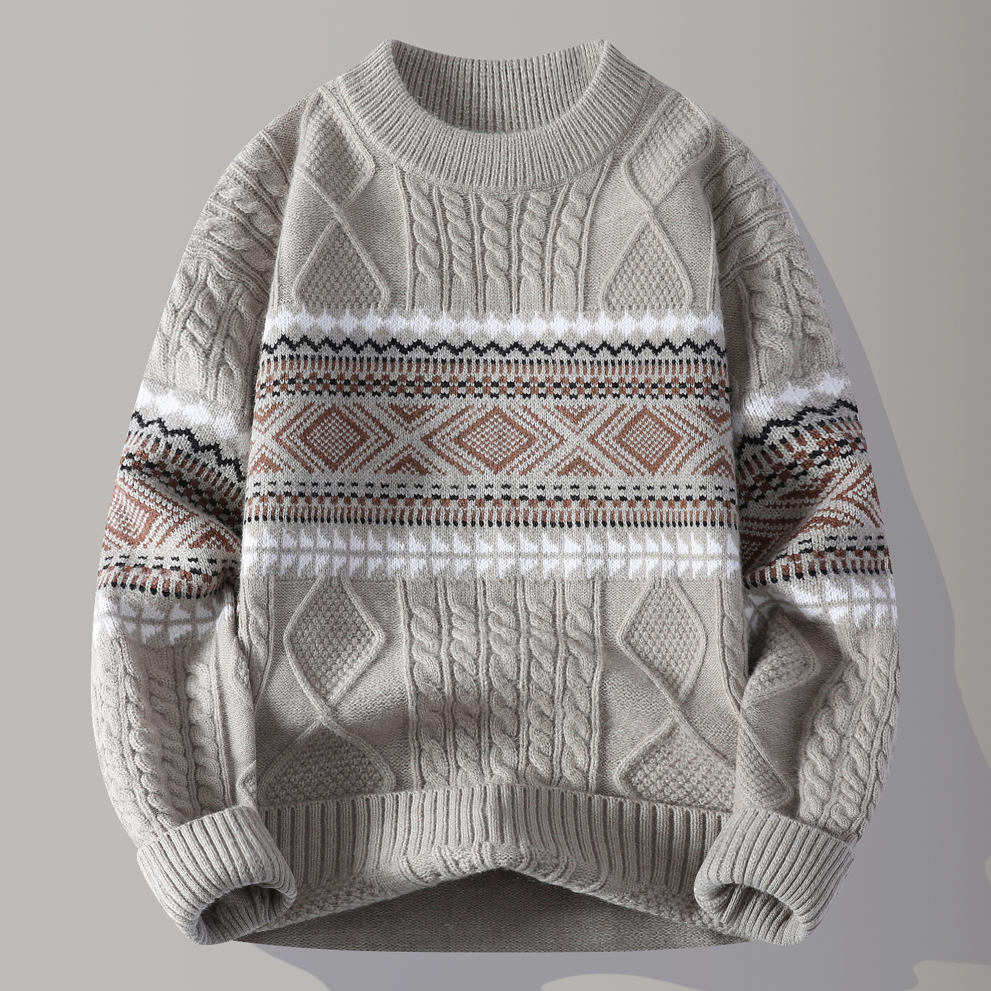 费尔岛风复古毛衣男青少年