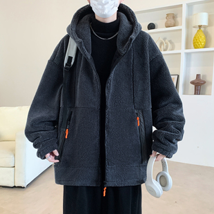 青少年羊羔绒男生冬装外套加厚保暖棉衣加绒初中高中学生帅气棉服