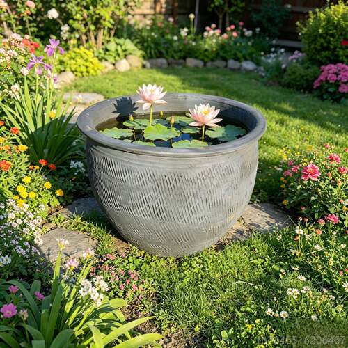新款老北京盆金鱼瓦 鱼加立厚独式陶瓷缸 无釉土陶养荷睡莲缸