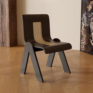 胡桃木实木餐椅家用新中式复古风靠背复古餐厅北欧实木书桌椅子