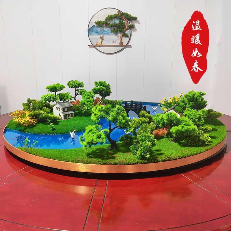 圆桌转盘中间摆花餐桌摆件轻奢高档中餐宴会主题摆设包厢桌面装饰