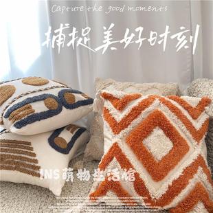 波西米亚风簇绒复古摩洛哥民族风流苏靠垫沙发枕客厅抱枕 北欧ins