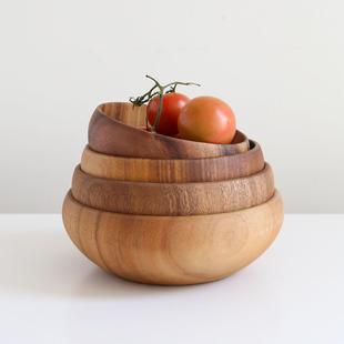 相思木日式整木碗家用酒店防烫汤碗无漆沙拉碗拉面 面碗果盘泡面