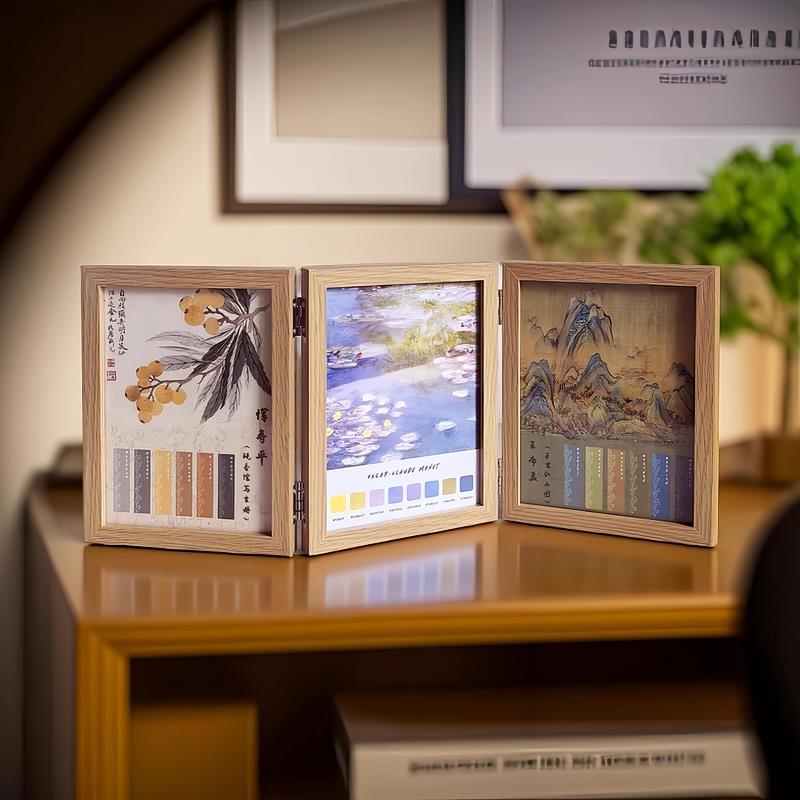 折叠相框摆台覆古风三连组合创意双面6寸7寸照片毕业设计拼图相架