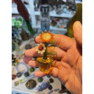 淄博博山琉璃向日葵摆件迷你手工玻璃家居装饰礼品礼物生日客厅花