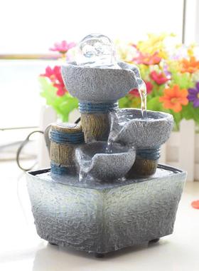 流水喷泉摆件简约现代工艺品家居装饰品客厅创意小假山水景礼物