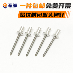 封闭抽芯铆钉铝铁防水拉钉4mm3密封圆头沉头拉卯钉封闭型国标柳钉