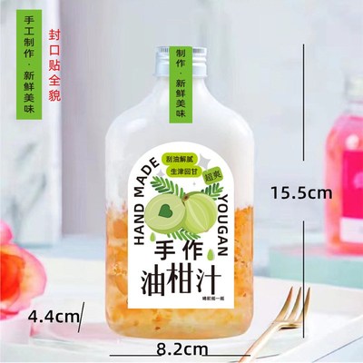 塑料透明油柑瓶子网红扁瓶油甘汁奶茶饮料杯子果汁空瓶可定制贴纸