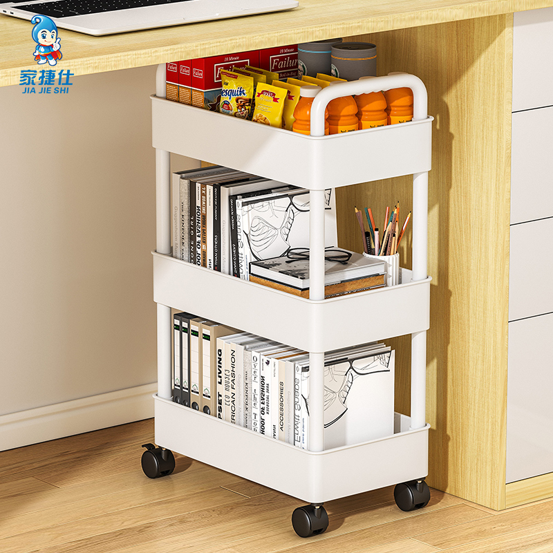 桌下书架落地可移动带轮桌面置物架简易宿舍家用小推车收纳书柜子