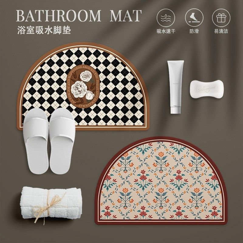 法式简约 硅藻泥软垫浴室吸水垫防滑脚垫卫生间门口地垫速干吸水