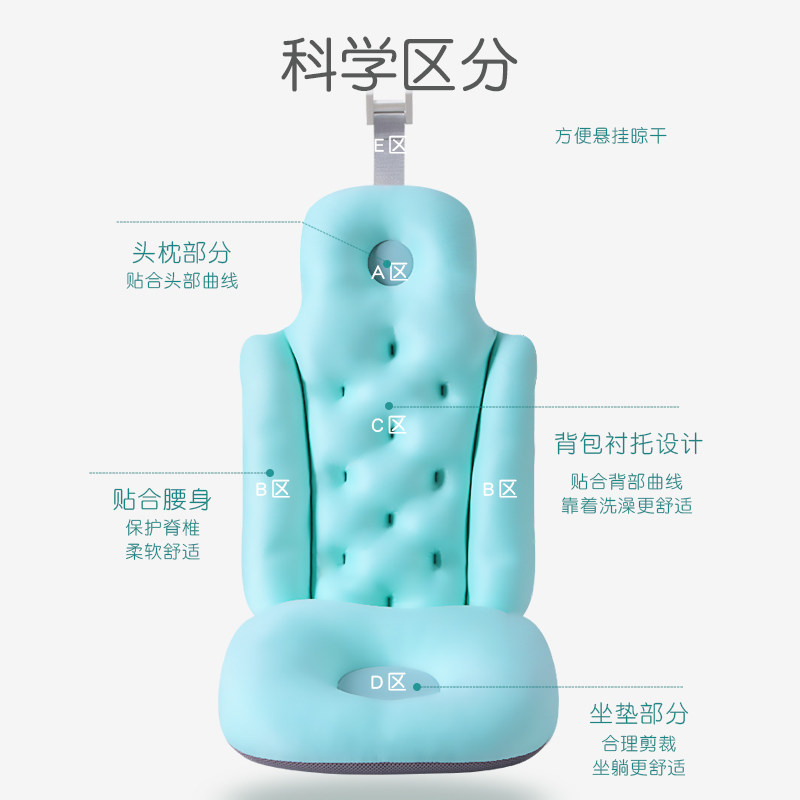成人洗澡神器泡澡沐浴垫折叠浴桶坐垫家用浴缸靠垫浴盆靠背按摩垫