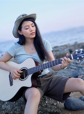 喵了个艺 蓝盾RG-14RC+ 云杉玫瑰木单板40寸面单民谣吉他初学进阶