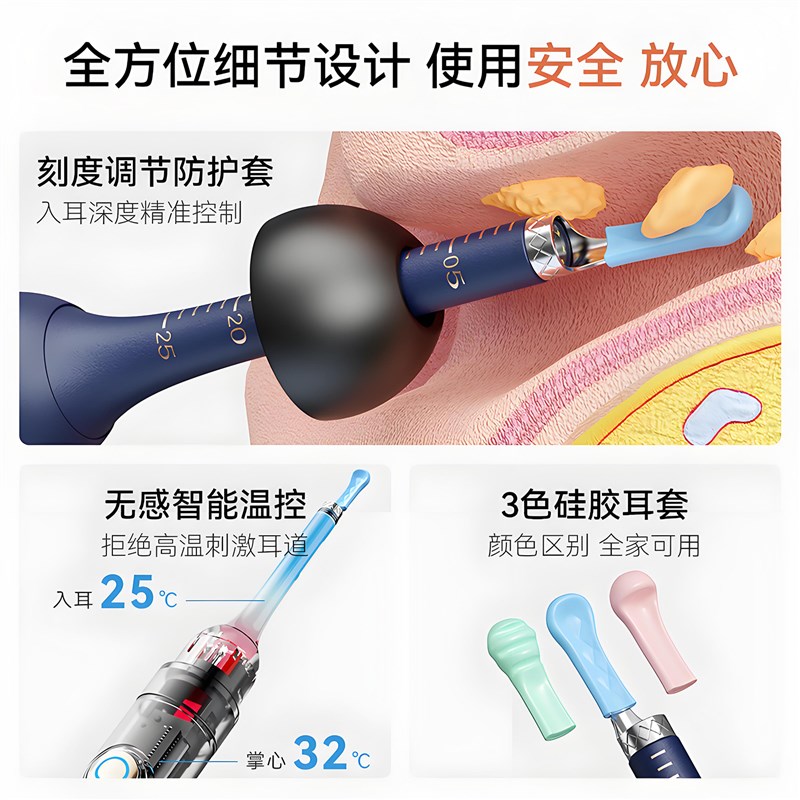 可视化挖耳勺高清采耳掏耳神器儿童婴儿内视镜掏耳朵镊子套装安全