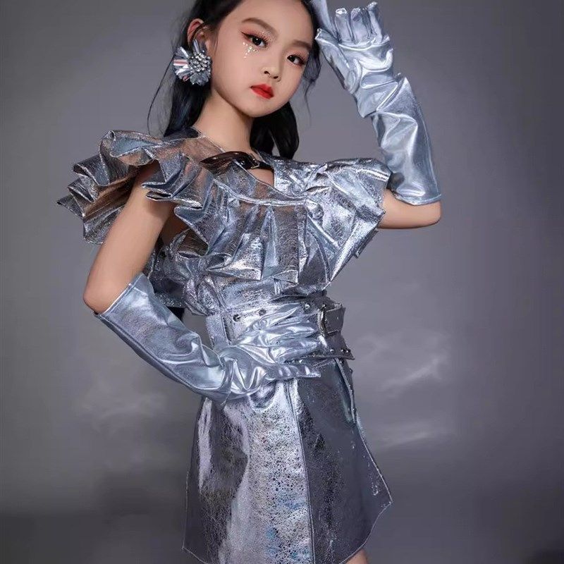 2024新款皮格套装宇宙科技女童走秀礼服酷潮T台模特大赛演出服装