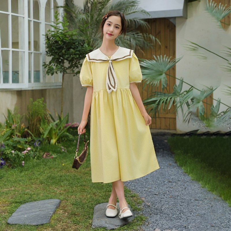 胖女童连衣裙儿童夏季加肥加大蛋黄长裙中大童宽松度假大码裙子潮