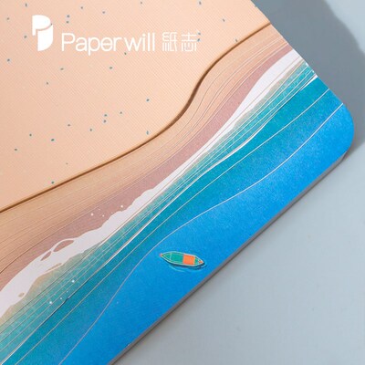 纸志雕刻沙滩海岸绘图手帐本创意简约文艺精致日记本毕业礼物记