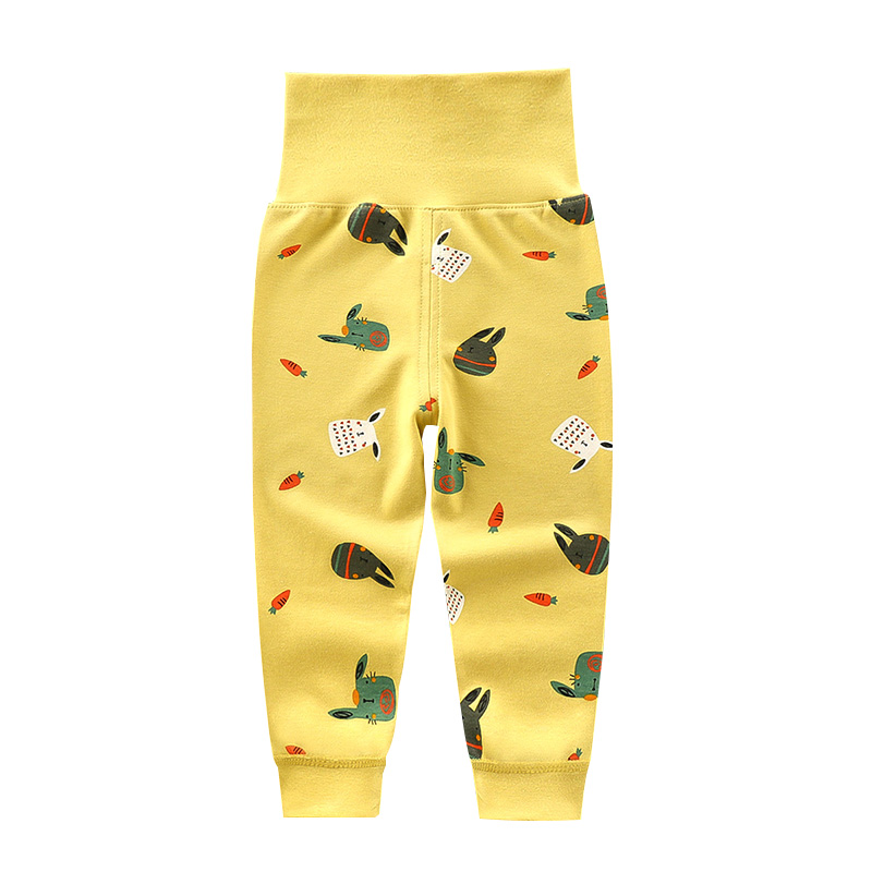 婴儿高腰护肚裤女宝宝秋裤男童纯棉单条春秋睡裤儿童线裤保暖裤子