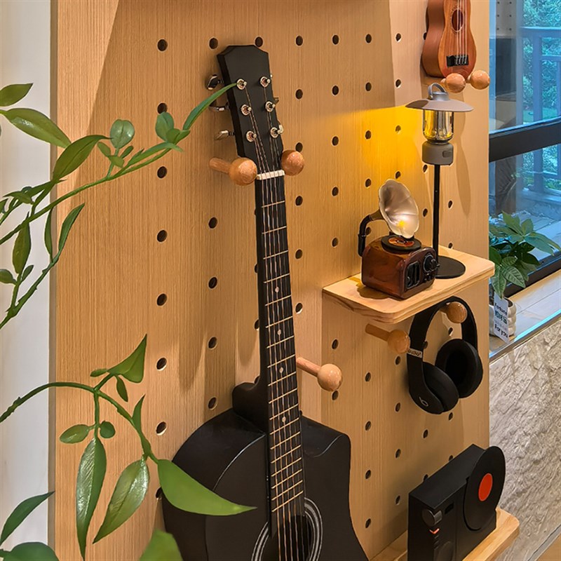猫不卷定制洞洞板原木风乐器收纳架兴趣收纳墙玄关墙面置物架木质