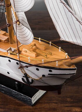 实木帆船摆件模型一帆风顺客厅玄关酒店前台招财高档电视柜工艺品